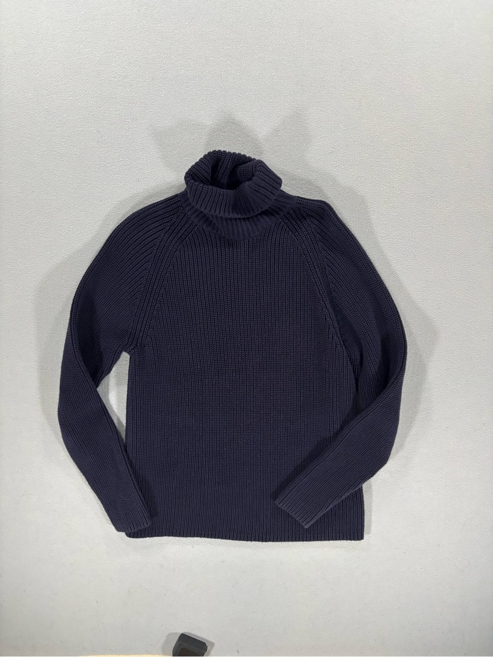 Vintage Lands End cotton Turtleneck Rib Knit Sweater - navy M